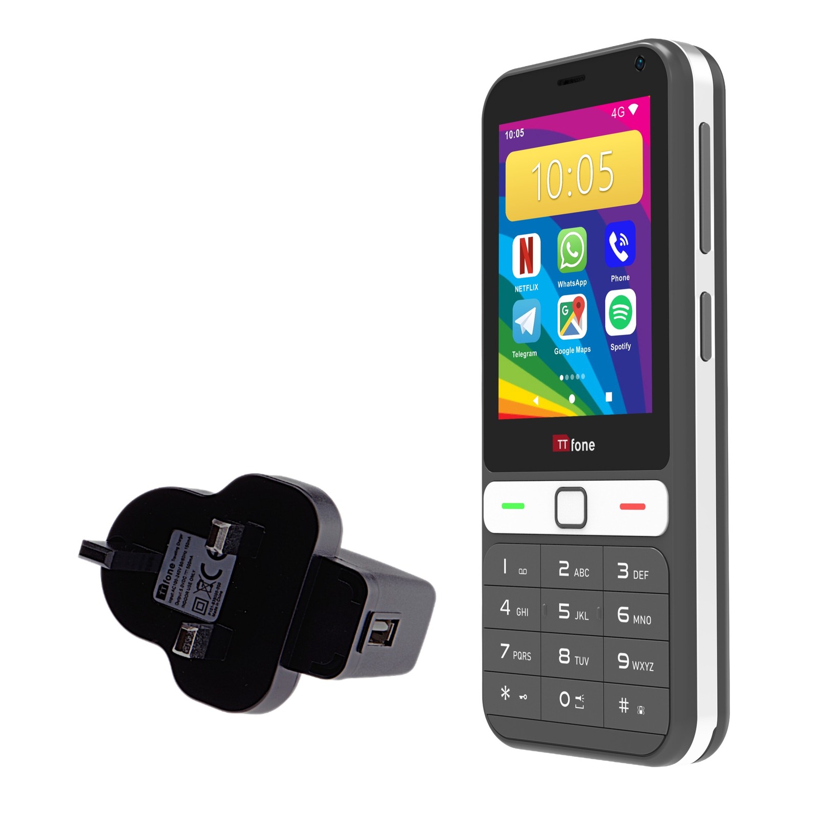 TTfone TT280 4G Compact Android Mobile Phone – 2.8" Touchscreen & Physical Keypad, Calls, Texts & Selected Apps, Dual SIM, USB-C, 2MP Camera – Unlocked - O2 with Mains Charger - Image 3