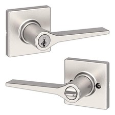 Kwikset Hollis Satin Nickel Keyed Entry Door Lever Featuring SmartKey Security