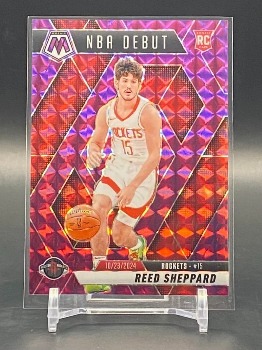 2024-25 Panini Mosaic Reed Sheppard Rookie Purple Mosaic #/99 NBA Debut #252