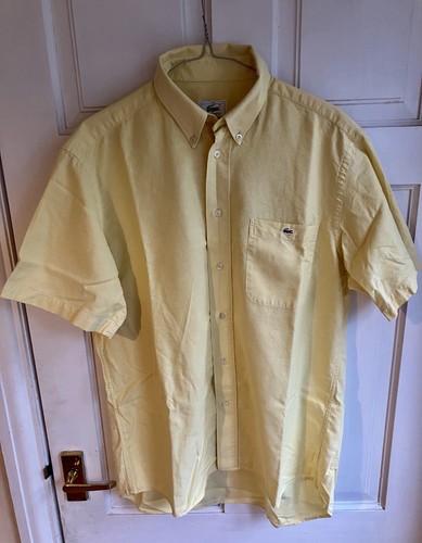 Lacoste Mens Shirt Short Sleeve Yellow Casual Size 39 Fits Medium 90s - Picture 14 of 18
