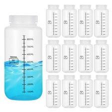 20Pcs Plastic Sample Bottles with Screw Cap, 34 oz 1000ml Reagent Bottles, Clear
