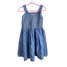Vestido Gap Denim Calado Niñas XS 4-5 Sin Mangas Azul Cambray Boho Verano