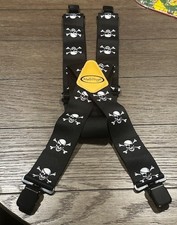 Mens Heavy Duty Metal Clip 2" Wide Work Suspender Braces X back Skull Patterns