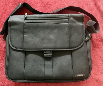 Samsonite Canvas Computer Laptop Messenger Bag Shoulder Bag Black Used