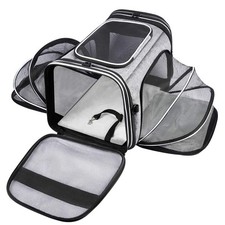 TSA Airline Approved Soft Sided Pet Carrier Top Loading 4 Side Expandable Lar...
