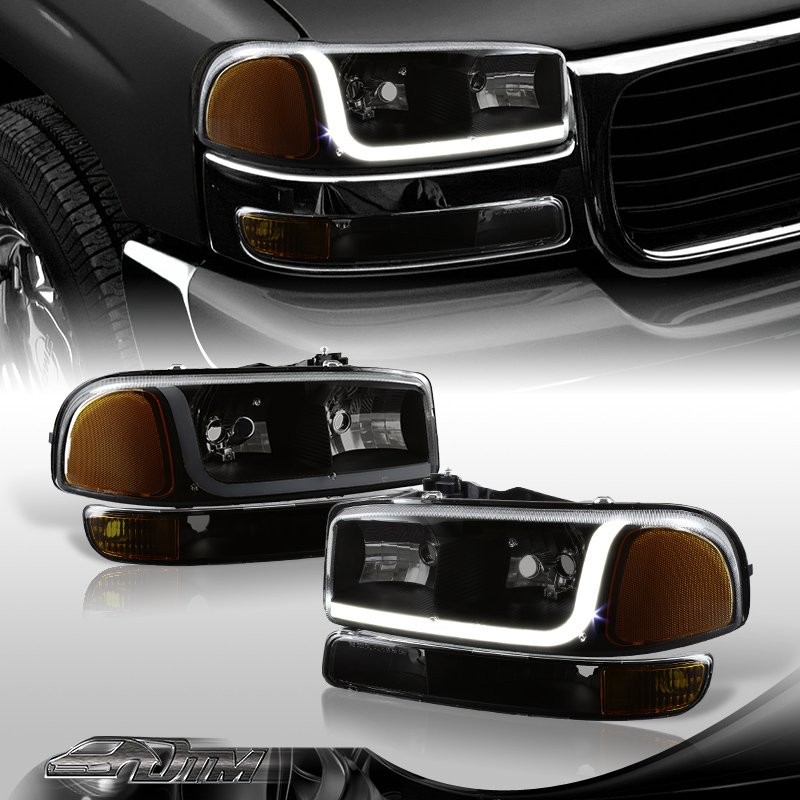For 2000-2006 GMC Yukon XL 1500 2500 DRL LED Black/Smoke 