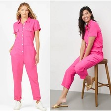 OUTERKNOWN Jumpsuit Pink Short Sleeve Organic Cotton Linen Sz XS Anthro Revolve