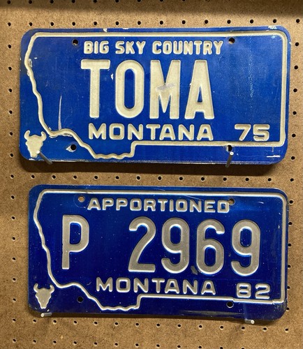 2 Montana Vanity License Plates 1975 Vanity and 1982 Apportioned