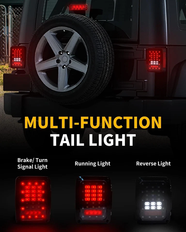 Combo de kits de luces traseras giratorias de faros LED de 7 pulgadas para Jeep Wrangler JK JKU 07-17 Foto 2 de 4