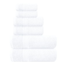 BOUTIQUO 6 Pack Cotton Towel Set, Contains 2 Bath Towels 27x54 - White 73706