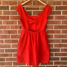 American Eagle Outfitters Red Cutout Bow Back Mini Dress Womens 6 Pockets Cotton