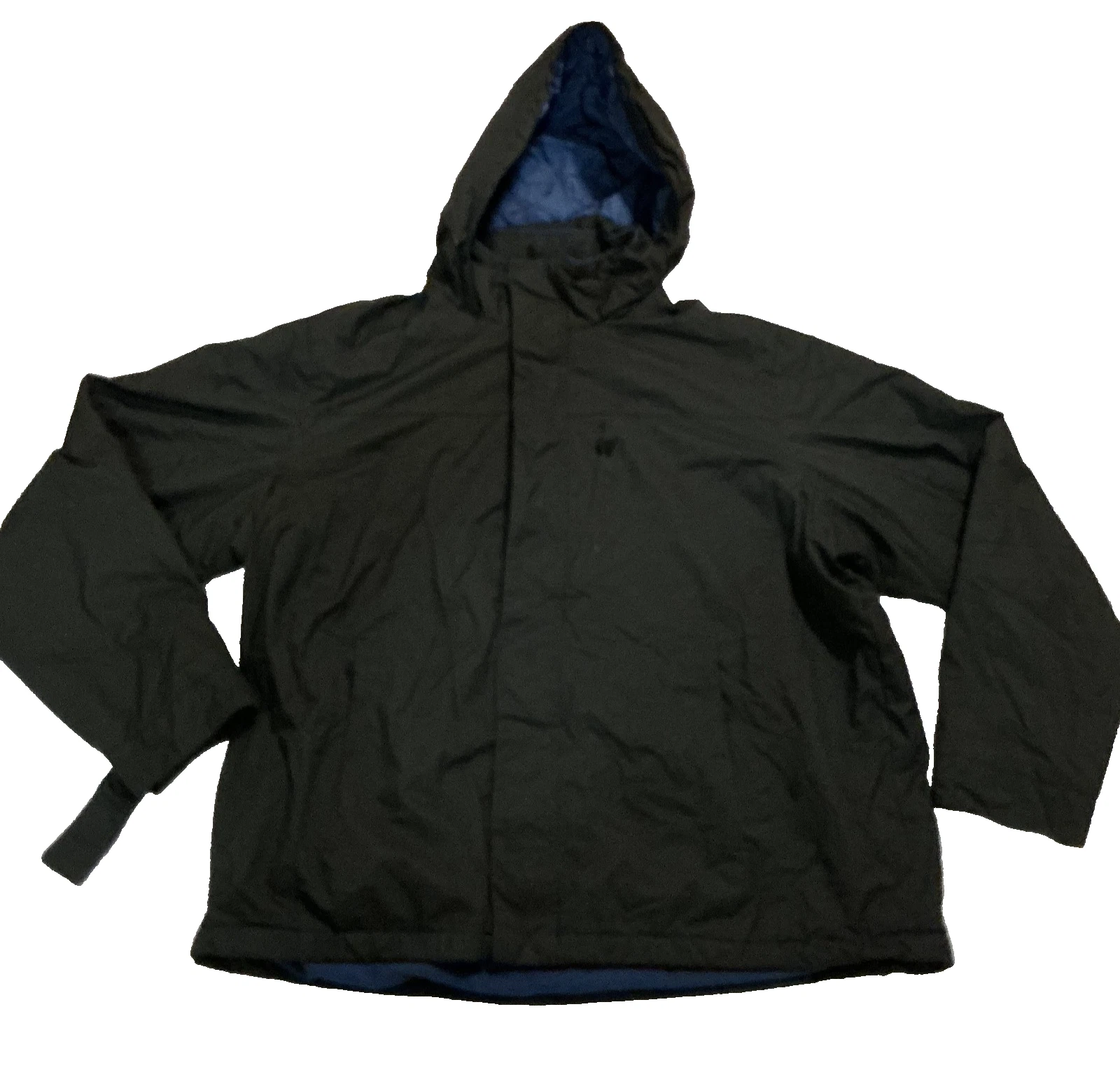 IZOD Jacket Mens XL Black Full Zip Hooded Fleece Lined Zip Pockets Outdoors