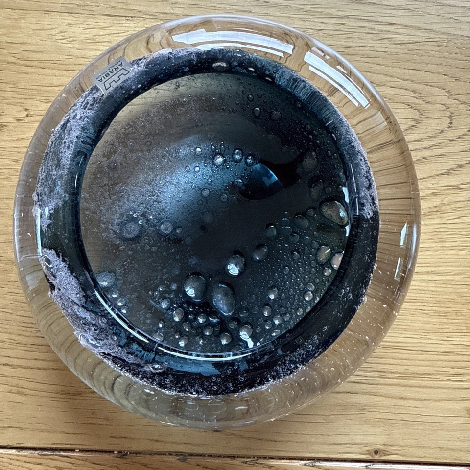 Heikki Orvola Nuutajarvi Notsjo Heavy Volcano Glass Dish Bowl Finland Vintage - Image 2 of 4