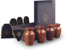 Wooden Keepsake Urns for Human and Pet Ashes - Set of 4 Memorial Urns