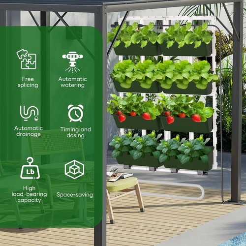 New Self-watering Wall Planter with Pump & Timer 8-pack Vertical Living – 8pc - Afbeelding 2 van 4