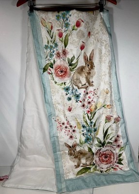 Isaac Mizrahi Easter Bunny Floral Butterflies Table Runner 16 x72 