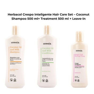 Herbacol Crespo Inteligente Hair Care Set   Coconut Shampo+ Treatment + Leave-in