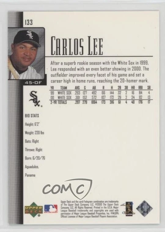 2001 Upper Deck UD Exclusives /100 Carlos Lee #133 - Image 2 of 2