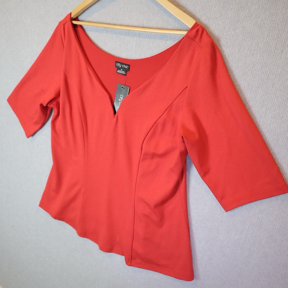 City Chic Vintage 3/4 Top Size M Plus Size Red Lined BNWT RRP $79.95 image 3