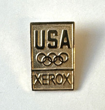 1988 Seoul Olympics Xerox Vintage Sponsorship Lapel Hat Pin USA Olympic Rings