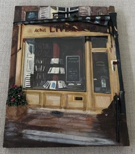 Vintage French Pyramid Of Books Relief Wall Art Signed George Botich 8.25”x6.25”