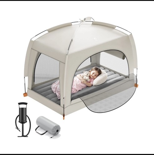 QPAU Inflatable Toddler Travel Bed with Tent – Lightweight Blow... Fast US