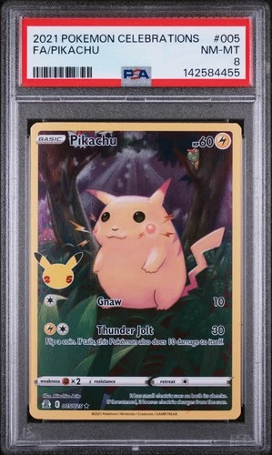 2021 POKEMON CELEBRATIONS #005 FULL ART/PIKACHU PSA 8