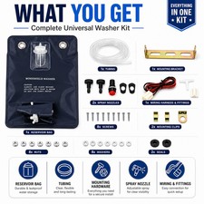 Windshield Washer Reservoir Kit Universal Spray Pump Hose Nozzle Complete Windshield Washer Reservoir Kit Universal Spray Pump Hose Nozzle Complete