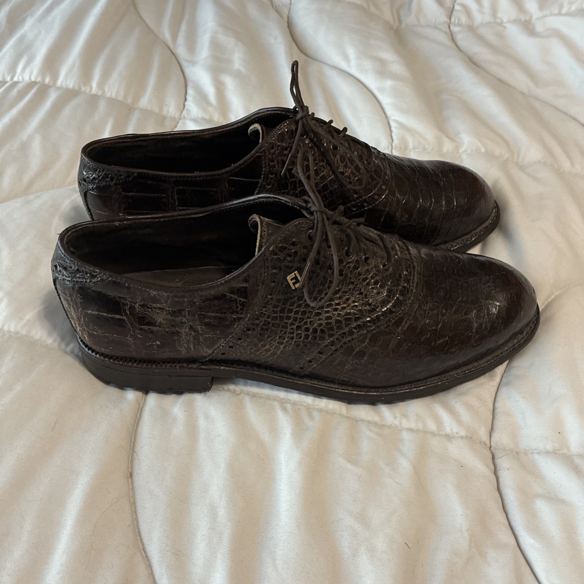NEW FOOTJOY MENS CLASSICS 10.5D ALLIGATOR CROCODILE EXOTIC GOLF