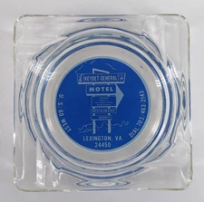 Vintage Marketing Glass Ashtray MCM Keydet-General Motel Lexington Virginia  VA