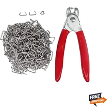 Durable Hog Ring Pliers with 500 Galvanized Rings for Upholstery & Fencing Needs