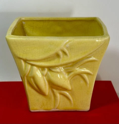 Vintage McCoy Lilly Bud Pottery Planter Canary Yellow