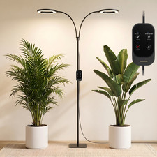 Grow Light for Indoor Tall Plants 48W LED Dual-Head Full Spectrum Timer Dimmable
