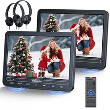 2X10.5" Car Headrest DVD Player Dual Screen HDMI USB TV Built-in Battery Headset