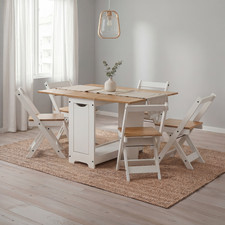 Corona Butterfly Drop Leaf Dining Table and 4 Chairs White Painted Solid Wooden