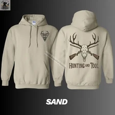Hunting And Tool Hoodie – Deer Skull & Crossed Rifles Graphic Pullover | Outdoor
