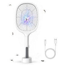 Rechargeable Electric Mosquito Fly Swatter Zapper Pest Insect Tennis Racket NEW