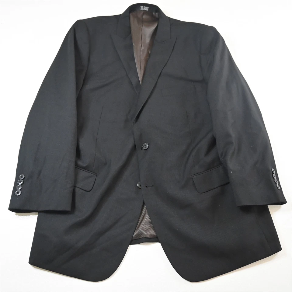 Andrew Fezza 46R 36x32 Black Striped Assets Mens Jacket Pants Suit - Image 2 of 4