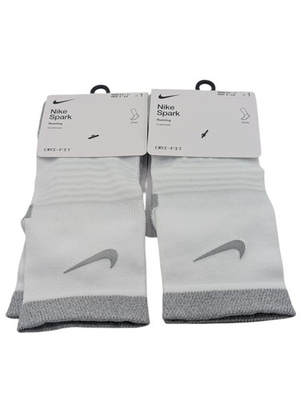 #ad 2 Pair Nike Spark Dri Fit Cushioned Running Ankle Socks White Mens Size 8 9.5 $21.84