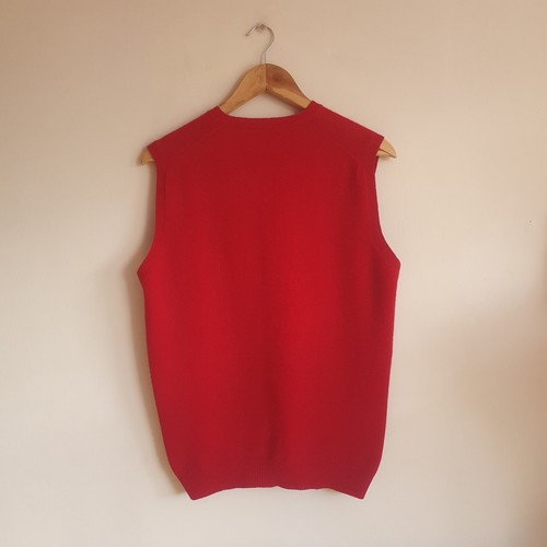 Mens Canterbury Golf Club Top Tank Pullover Jumper Vest Wool Red UK Medium - Picture 10 of 17