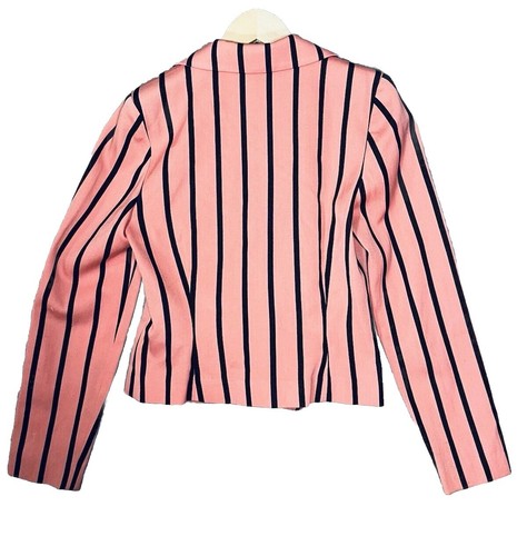 TIBI Blazer Jacket Women’s Sz 6 Wool Pink Black Stripe Fitted Vintage Flower - Bild 3 von 20