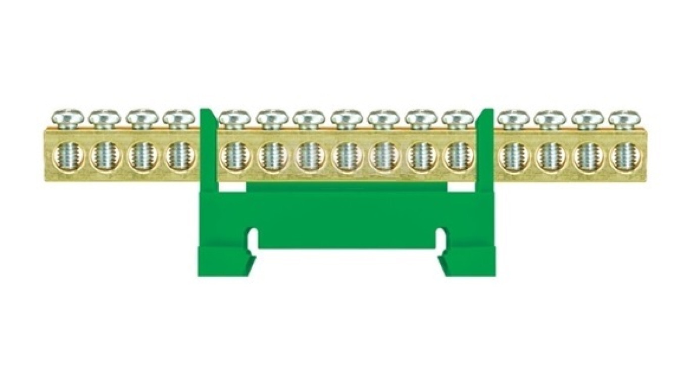 Low terminal strip for 15-way green TH35 E.4022 rail /T2UK