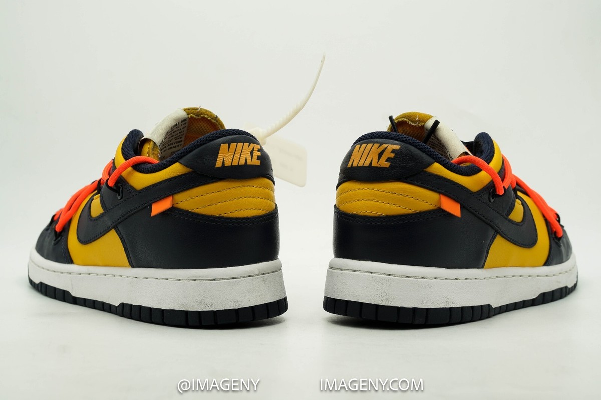 NIKE DUNK LOW OFF-WHITE USED SIZE 6 UNIVERSITY GOLD MIDNIGHT  display picture 3