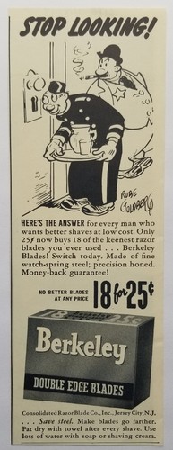Berkeley Blades for Shaving 1943 Advertisements Rube Goldberg Illustrations - Picture 2 of 7