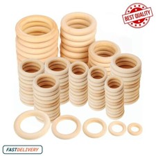 100 PCS 5 Sizes Natural Wood Rings Unfinished Smooth Wooden Rings Jewelry DIY