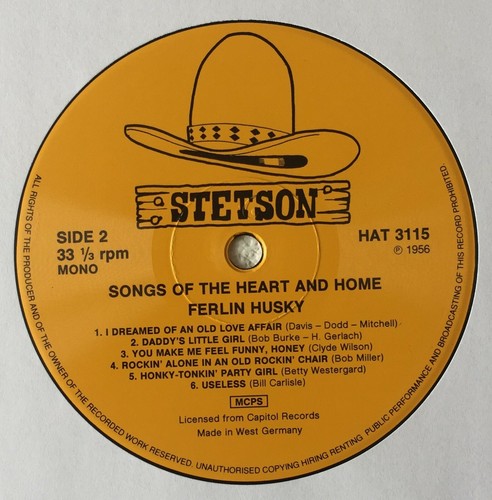 FERLIN HUSKY~SONGS OF THE HOME AND HEART~1989 UK 12-TRACK MONO VINYL LP REISSUE - Picture 6 of 6