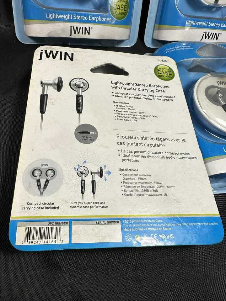 Lote de 4 piezas para aula, auriculares estéreo ligeros Jwin con estuche de transporte/almacenamiento Foto 3 de 3
