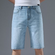 Short en Jean Homme Vintage Coupe Ajustée Jambe Droite Taille 30-40