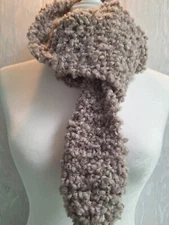 Hand knit pull-through scarf