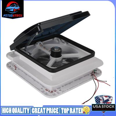 11'' RV Caravan Roof Vent Forward &reverse motor RV Fan 12V Skylight W/LED Light